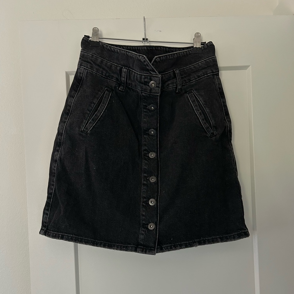 Pilcro Black Denim Mini Skirt